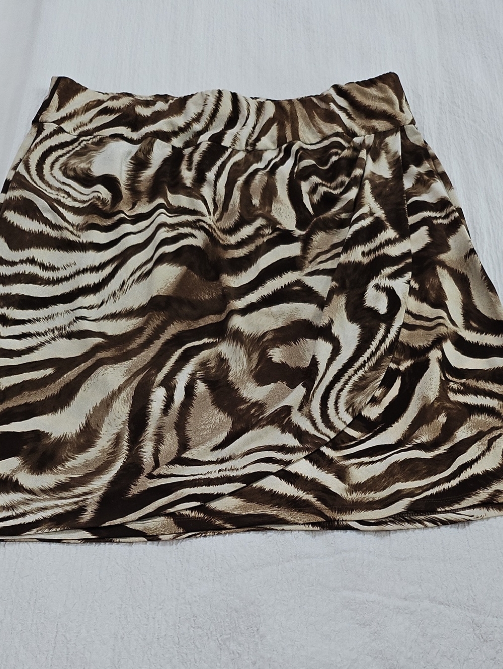 Chico's Brown & Cream Zebra-Pattern Mini Skirt